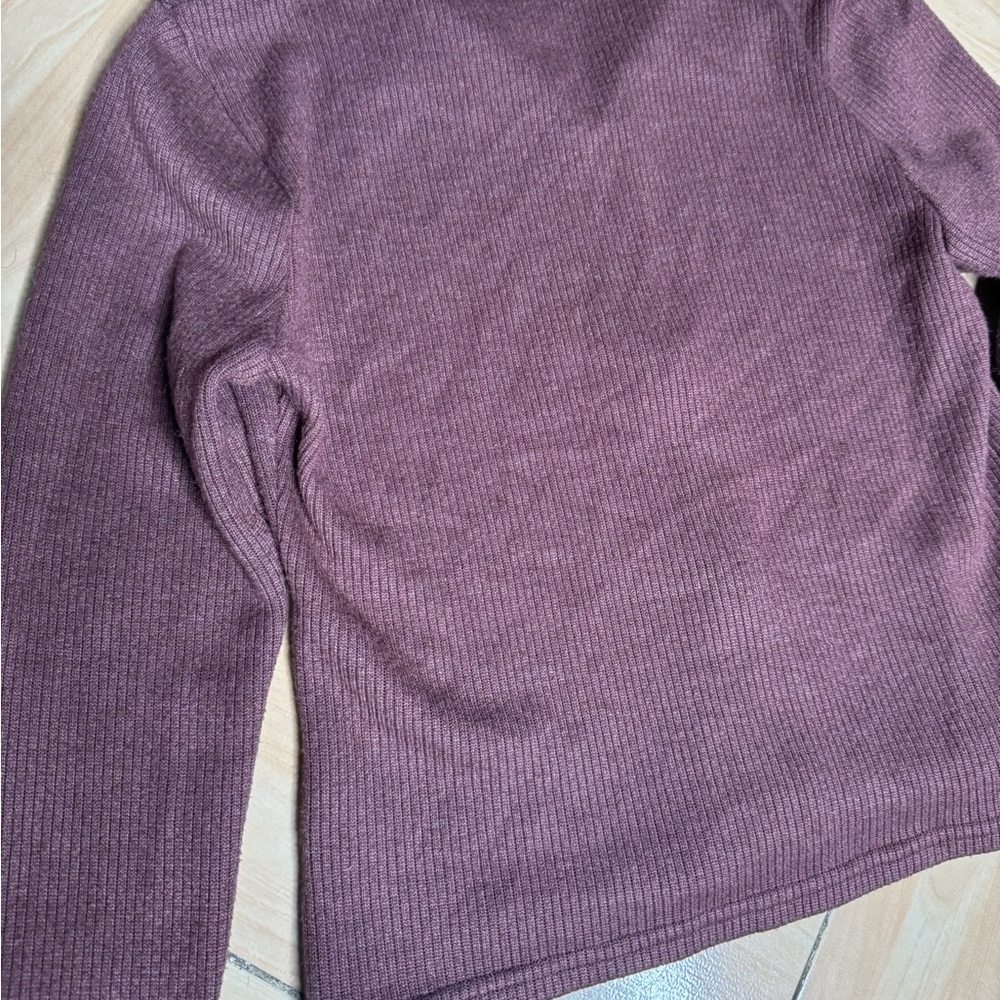 Reformation women’s dark brown rib zip up knit crop up sweater cardigan L - Picture 5 of 9